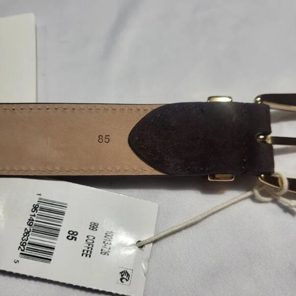 KHAITE Dark Brown Suede Belt with Gold Buckle. # K2 main image 11